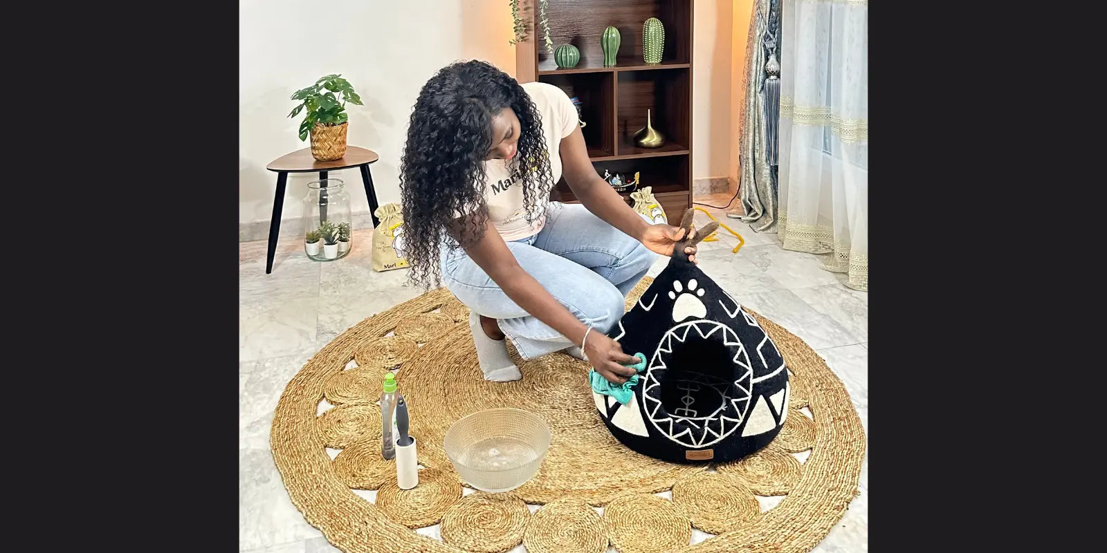 Entretien grotte pour chat : comment nettoyer un lit, une maison ou un abri en laine - MariGold