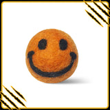 Balle en feutre de laine smiley – jouet naturel et amusant pour chat