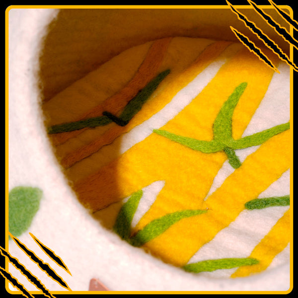 Coussin pour chat bambou-mat-yel – confort et douceur en laine feutrée naturelle