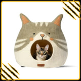 Grotte et maison decoration pour chat anais en feutre de laine – abri et panier douillet
