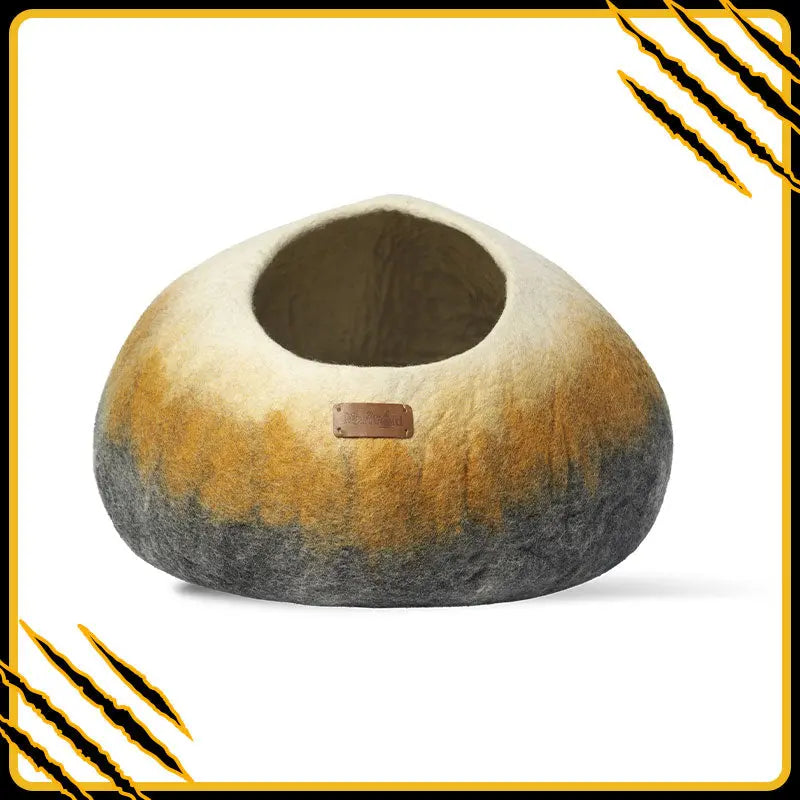 Grotte et maison decoration pour chat cava en feutre de laine – abri et panier douillet