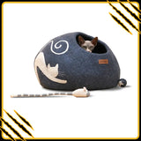 Grotte et maison decoration pour chat copie-de-aquas en feutre de laine – abri et panier douillet