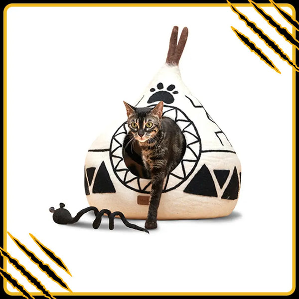 Grotte et maison decoration pour chat eagle en feutre de laine – abri et panier douillet