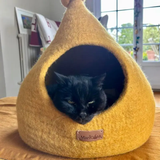 Grotte, igloo et maison decoration pour chat flame en feutre de laine – abri et panier douillet