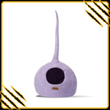 Grotte et maison decoration pour chat lilas-droit en feutre de laine – abri et panier douillet