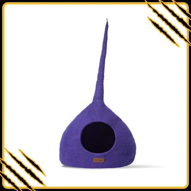 Grotte et maison decoration pour chat plum en feutre de laine – abri et panier douillet
