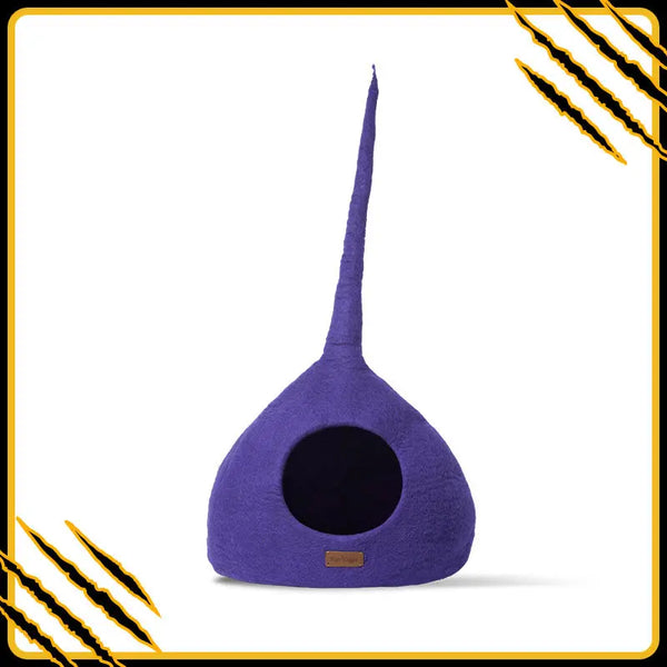 Grotte et maison decoration pour chat plum en feutre de laine – abri et panier douillet