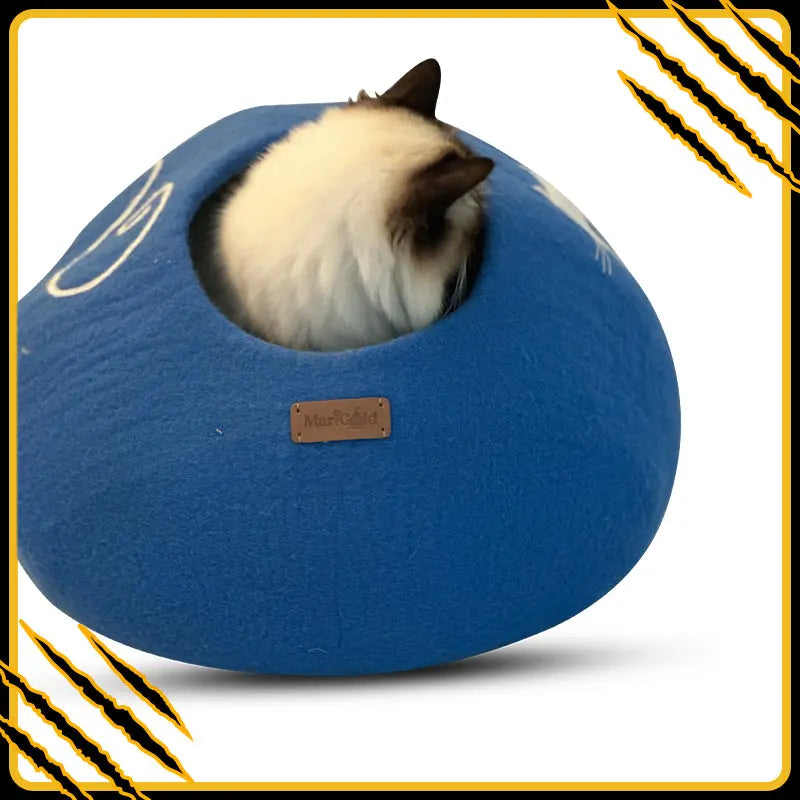 Grotte et maison decoration pour chat sky en feutre de laine – abri et panier douillet