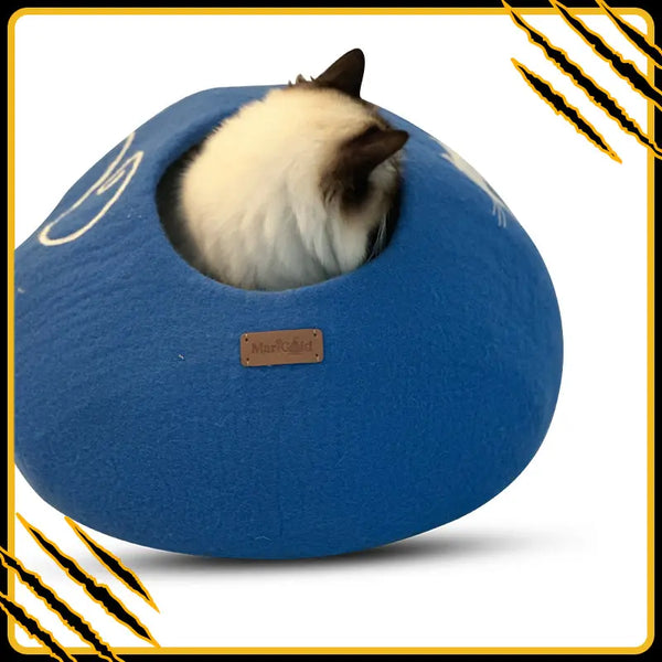 Grotte et maison decoration pour chat sky en feutre de laine – abri et panier douillet