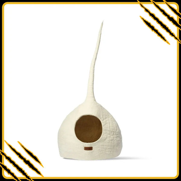 Grotte et maison decoration pour chat snow en feutre de laine – abri et panier douillet