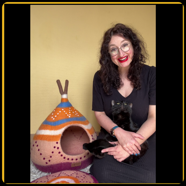 Grotte et maison decoration pour chat tepee en feutre de laine – abri et panier douillet abris pour chat