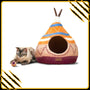 Grotte et maison decoration pour chat tepee en feutre de laine – abri et panier douillet