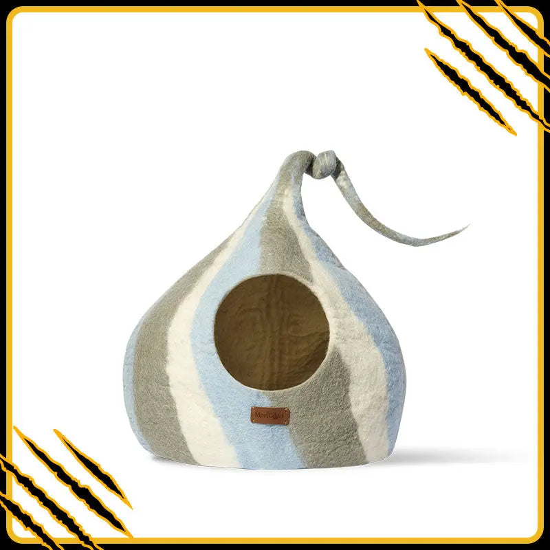Grotte et maison pour chat wave en feutre de laine – abri et panier douillet2
