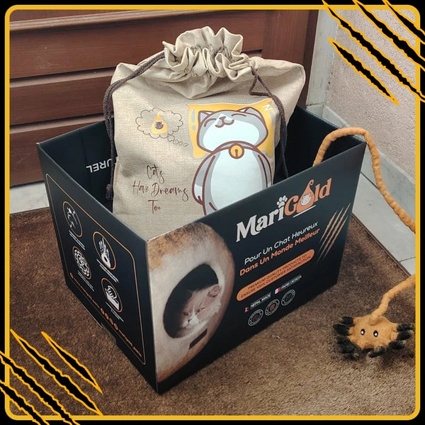 Grotte et maison pour chat wave en feutre de laine – abri et panier douillet10