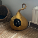 Grotte, igloo, coussin et maison decoration pour chat flame en feutre de laine – abri et panier douillet