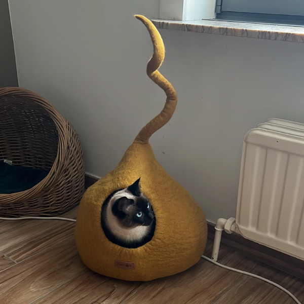 Grotte, igloo, coussin, tipi et maison decoration pour chat flame en feutre de laine – abri et panier douillet