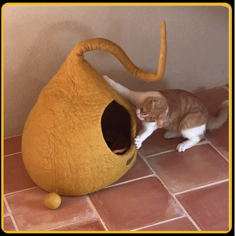 Grotte, igloo et maison décoration pour chat flame en feutre de laine – abri et panier douillet 21